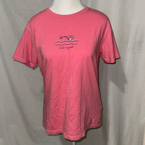 women's relaxed fit Life Is Good swimming tshirt size small - Picture 1 of 4